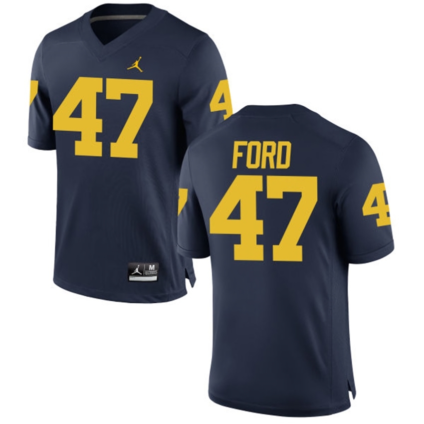 Michigan Wolverines Men's NCAA Gerald Ford #47 Navy Alumni Game College Football Jersey RQS1849QW